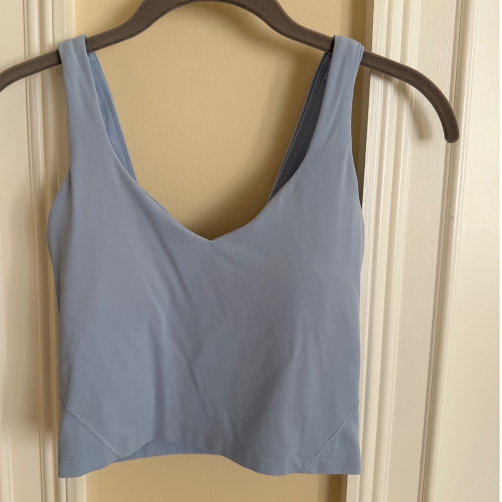 Lululemon Align Tank Top Blue Linen Light Blue Nulu Yoga Crop Bra LW1DUDS Size 2
